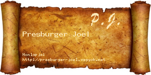 Presburger Joel névjegykártya